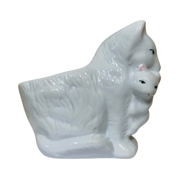 Mama Cat Holding Baby Kitten Planter Figurine, Ceramic, Vintage - (1950's) - Picture 4 of 10